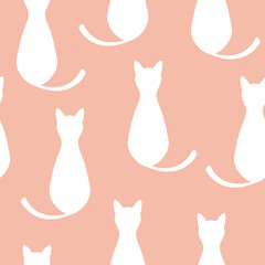 Fototapeta na wymiar White cat seamless pattern. Vector illustration. It can be used for wallpapers, wrapping, cards, patterns for clothes and other.