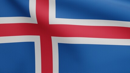 Obraz premium 3D, Icelandic flag waving on wind. Iceland banner blowing soft silk.