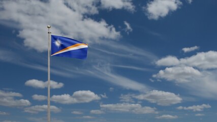 3D, Marshallese flag waving on wind. Marshall banner blowing soft silk.