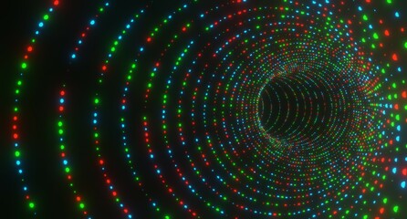 tube tunnel with colorful lights around. 3d rendered