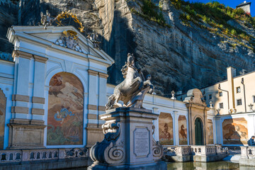 Obraz premium horse pond pferdeschwemme salzburg