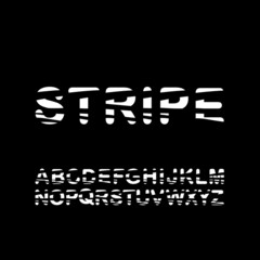Alphabet letters striped font. Black and white zebra bold style.