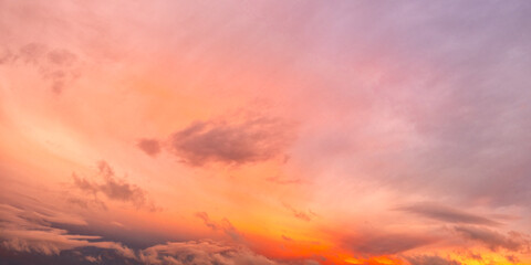 Panoramic landscape of bright  sunrise sunset sky