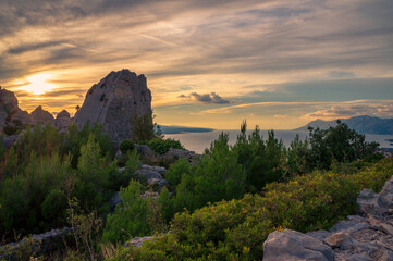 Cliffs in sunset