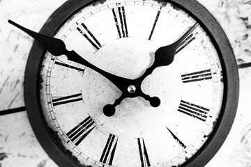 Old Vintage alarm clock, retro alarm clock.  time concept.  watch, timepiece, timer, timekeeper,...