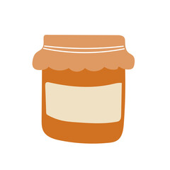 Vector autumn jam icon and illustration. Autumn greeting card. Autumn treats for harvest day. Home canning. Homemade marmalade.