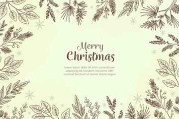 vintage christmas tree branches background vector design illustration