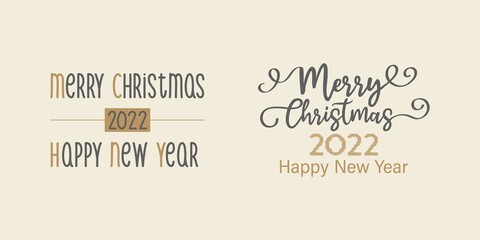 Merry Christmas Lettering and happy new year 2022 Design Set. illustration