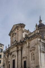 Fototapeta na wymiar Roman Catholic Cathedral of the Assumption of the Virgin Mary (Katedrala Marijina Uznesenja, 1670) in the old town of Dubrovnik, Croatia.