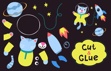 cut and glue cats and rockets