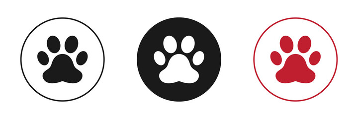Animal paw icons set. Flat design. Vector illustration.
