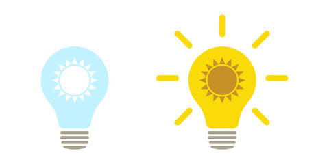 Solar energy. Light bulb with the sun. Illustration.