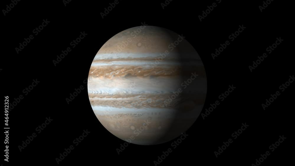 Wall mural beautiful planet of jupiter animation. jupiter is rotating. milky way galaxy's giant planet of jupit