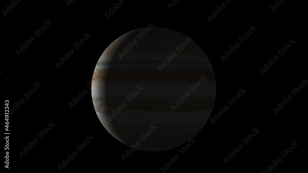 Wall mural beautiful planet of jupiter animation. jupiter is rotating. milky way galaxy's giant planet of jupit