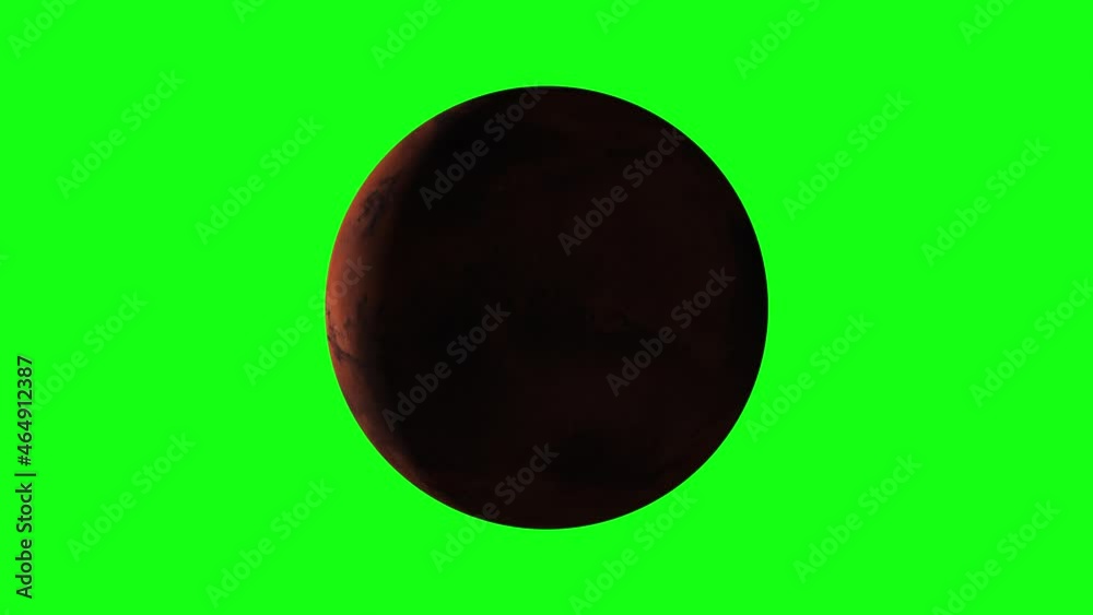 Wall mural beautiful planet of mars animation in green screen. close to the world, mars is rotating. milky way 