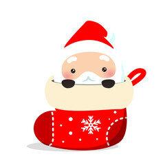 靴下に入ったサンタクロースのイラスト