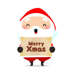 看板を持ったサンタクロースのイラスト