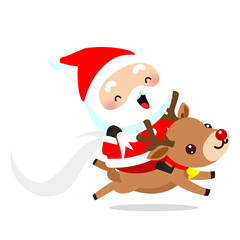 サンタクロースとトナカイのイラスト