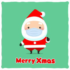 マスクを付けたサンタクロースのイラスト