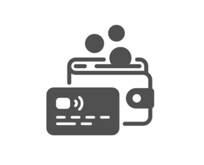 Credit card icon. Bank money payment sign. Wallet coin pay symbol. Classic flat style. Quality design element. Simple card icon. Vector