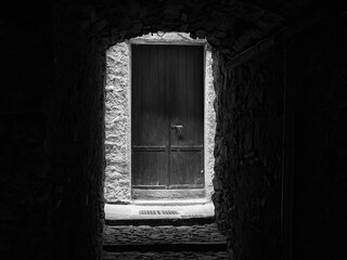 Old alley in the village of Brienno on Lake Como