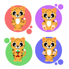 A set of cute tiger cubs