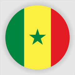 Senegal Flat Rounded Country Flag button Icon