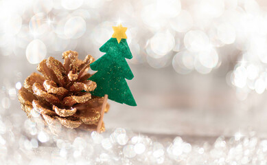 Christmas Background with white and golden lights