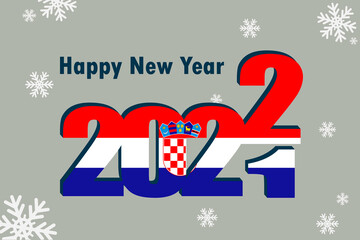 New year's card 2022. Depicted: element of the Croatian flag, festive inscription and snowflakes. It can be used as an advertising poster, postcard, flyer, invitation or website.