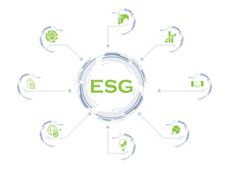 ESG concept of environmental, social and governance.  Corporate sustainability performance for investment screening. Vector illustration