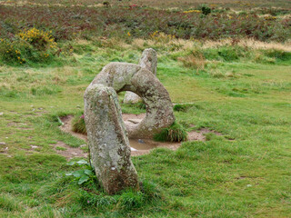 Men an Tol or 'Crick Stone' is a standing stone with hole dating from Neolithic or Bronze Age, located in Cornwall