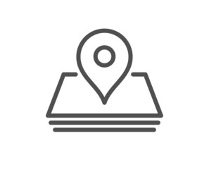 Map pin line icon. Trip point sign. Journey location pointer symbol. Quality design element. Linear style pin icon. Editable stroke. Vector