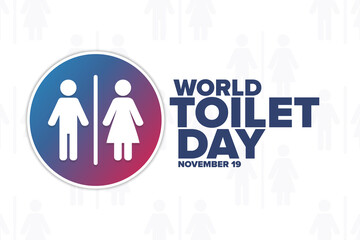 World Toilet Day. November 19. Holiday concept. Template for background, banner, card, poster with text inscription. Vector EPS10 illustration.
