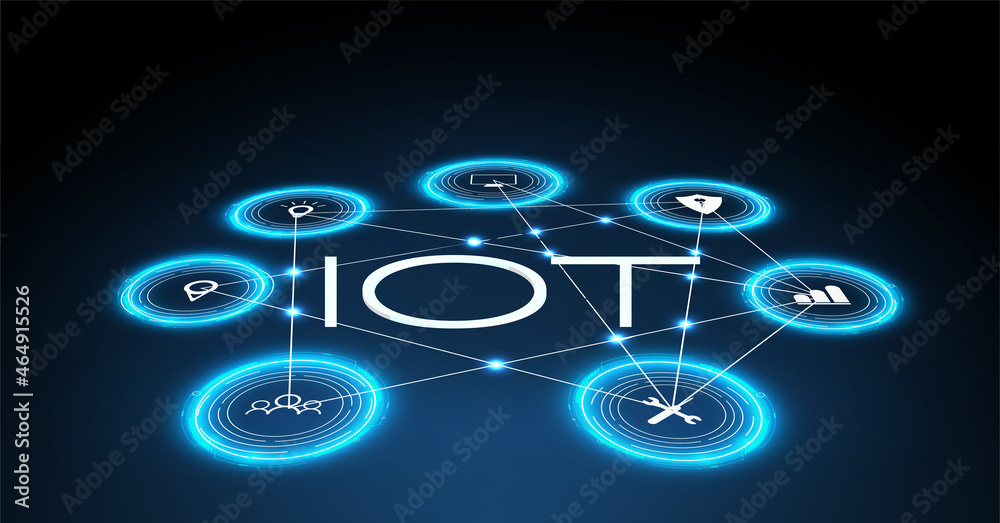 Poster internet of things (iot) and networking concept for connected devices. the concept of connecting dev