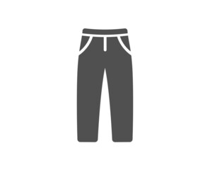 Pants icon. Trousers wear sign. Fabric jeans symbol. Classic flat style. Quality design element. Simple pants icon. Vector