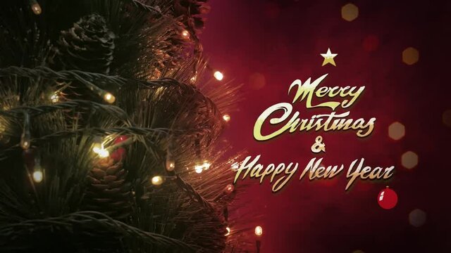 Merry Christmas and Happy new year. A Holidays template animated E-card, with red background and season's greetings