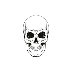Skull sketch tattoo design. Hand drawn vector illustration