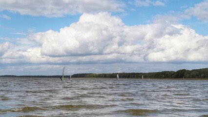 clouds over the Zdworskie lake in Poland