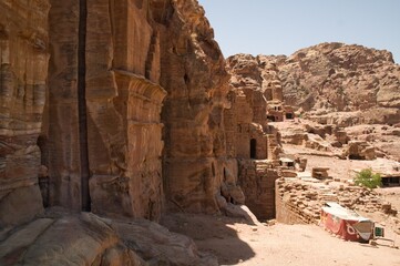 The tombs in the ancient city of Petra, Jordan
