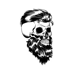 Skull hipster style, creative fashion design. Hand drawn vector illustration