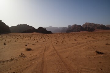 Fototapeta na wymiar Stunning views of Wadi Rum desert, Jordan