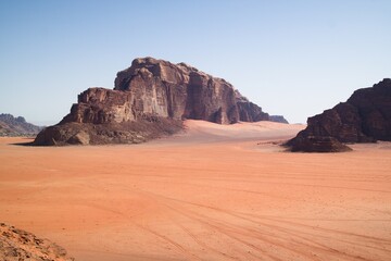 Fototapeta na wymiar Stunning views of Wadi Rum desert, Jordan