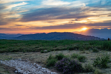 sunset in the mountains