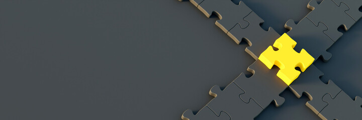 Jigsaw abstract background, connection and teamwork themes; original 3d rendering