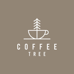 Coffee tree minimalist logo design premium