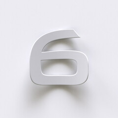 Bent paper font with long shadows  Number 6 SIX 3D