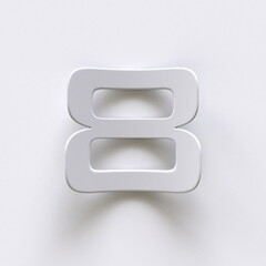 Bent paper font with long shadows  Number 8 EIGHT 3D