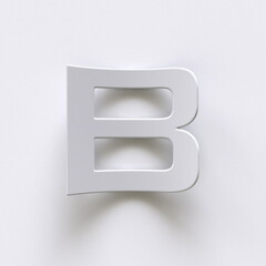 Bent paper font with long shadows  Letter B 3D