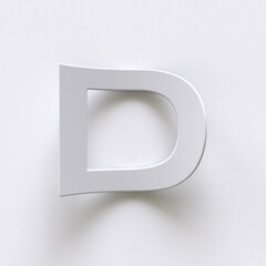 Bent paper font with long shadows  Letter D 3D