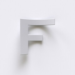 Bent paper font with long shadows  Letter F 3D
